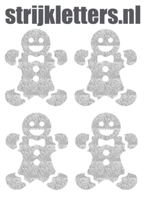 Vel Strijkletters Kerst Gingerbread Man Glitter Silver 450 - afb. 1
