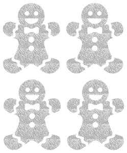 Vel Strijkletters Kerst Gingerbread Man Glitter Silver 450 - afb. 2