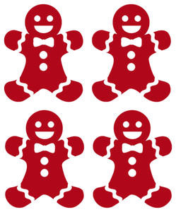 Vel Strijkletters Kerst Gingerbread Man Design Carbon Rood - afb. 2
