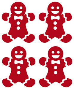 Vel Strijkletters Kerst Gingerbread Man Design Carbon Rood - afb. 2
