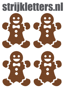 Vel Strijkletters Kerst Gingerbread Man Design Leer Bruin - afb. 1