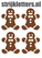 Vel Strijkletters Kerst Gingerbread Man Design Leer Bruin - afb. 1