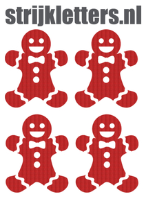 Vel Strijkletters Kerst Gingerbread Man Design Leer Rood - afb. 1