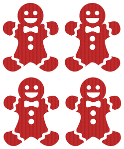 Vel Strijkletters Kerst Gingerbread Man Design Leer Rood - afb. 2