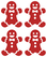 Vel Strijkletters Kerst Gingerbread Man Design Leer Rood - afb. 2