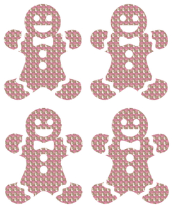 Vel Strijkletters Kerst Gingerbread Man Design Leger Roze - afb. 2