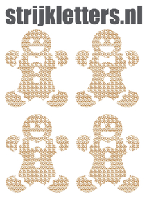 Vel Strijkletters Kerst Gingerbread Man Design Leger Beige - afb. 1