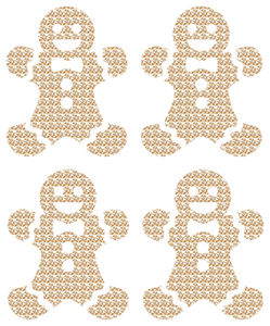 Vel Strijkletters Kerst Gingerbread Man Design Leger Beige - afb. 2