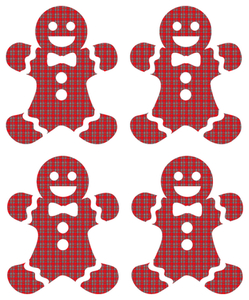 Vel Strijkletters Kerst Gingerbread Man Design Ruit Rood - afb. 2