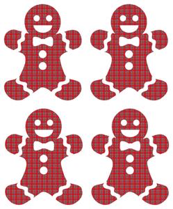 Vel Strijkletters Kerst Gingerbread Man Design Ruit Rood - afb. 2