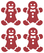 Vel Strijkletters Kerst Gingerbread Man Design Ruit Rood - afb. 2