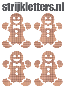 Vel Strijkletters Kerst Gingerbread Man Design Ruit Beige - afb. 1