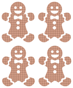 Vel Strijkletters Kerst Gingerbread Man Design Ruit Beige - afb. 2