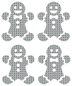 Vel Strijkletters Kerst Gingerbread Man Design Zebra - afb. 2