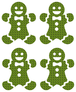 Vel Strijkletters Kerst Gingerbread Man Design Zebra Groen - afb. 2