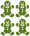 Vel Strijkletters Kerst Gingerbread Man Design Zebra Groen - afb. 2