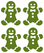 Vel Strijkletters Kerst Gingerbread Man Design Zebra Groen - afb. 2