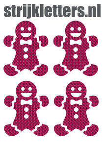 Vel Strijkletters Kerst Gingerbread Man Design Zebra Roze - afb. 1