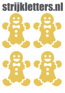 Vel Strijkletters Kerst Gingerbread Man Polyester Ondergrond Goud - afb. 1