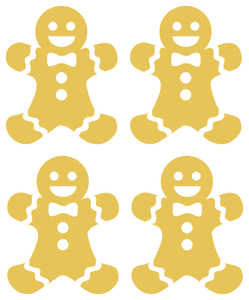 Vel Strijkletters Kerst Gingerbread Man Polyester Ondergrond Goud - afb. 2