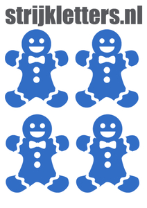 Vel Strijkletters Kerst Gingerbread Man Flex Helderblauw - afb. 1