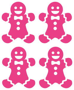 Vel Strijkletters Kerst Gingerbread Man Polyester Ondergrond Neon Roze - afb. 2