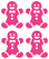 Vel Strijkletters Kerst Gingerbread Man Polyester Ondergrond Neon Roze - afb. 2