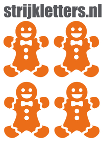 Vel Strijkletters Kerst Gingerbread Man Polyester Ondergrond Oranje - afb. 1