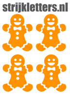 Vel Strijkletters Kerst Gingerbread Man Flex Neon Oranje