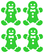Vel Strijkletters Kerst Gingerbread Man Flex Limoen Groen - afb. 2