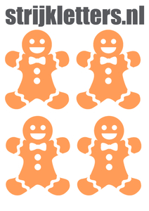 Vel Strijkletters Kerst Gingerbread Man Flex Pastel Oranje - afb. 1