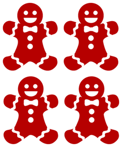 Vel Strijkletters Kerst Gingerbread Man Flock Donker Rood - afb. 2