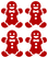 Vel Strijkletters Kerst Gingerbread Man Flock Donker Rood - afb. 2