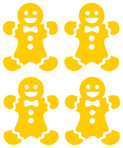 Vel Strijkletters Kerst Gingerbread Man Flock Geel - afb. 2