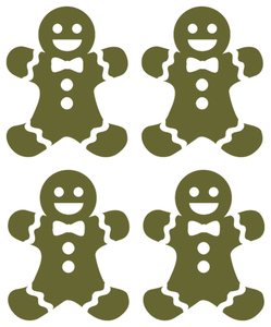 Vel Strijkletters Kerst Gingerbread Man Flock Khaki Groen - afb. 2