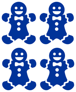 Vel Strijkletters Kerst Gingerbread Man Flock Kobalt Blauw - afb. 2