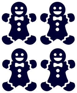 Vel Strijkletters Kerst Gingerbread Man Flock Navy Blauw - afb. 2