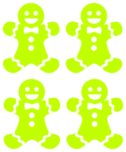 Vel Strijkletters Kerst Gingerbread Man Flock Neon Geel - afb. 2