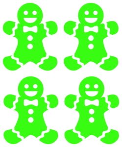 Vel Strijkletters Kerst Gingerbread Man Flock Neon Groen - afb. 2