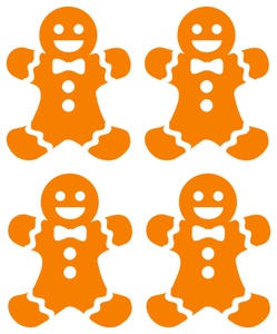 Vel Strijkletters Kerst Gingerbread Man Flock Neon Oranje - afb. 2