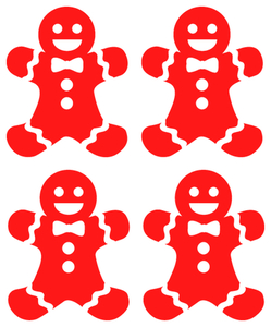 Vel Strijkletters Kerst Gingerbread Man Flock Neon Rood - afb. 2