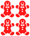 Vel Strijkletters Kerst Gingerbread Man Flock Neon Rood - afb. 2