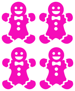 Vel Strijkletters Kerst Gingerbread Man Flock Neon Roze - afb. 2