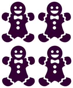 Vel Strijkletters Kerst Gingerbread Man Flock Paars - afb. 2