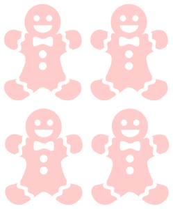 Vel Strijkletters Kerst Gingerbread Man Flock Zacht Roze - afb. 2