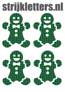 Vel Strijkletters Kerst Gingerbread Man Holografische Groen - afb. 1