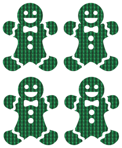 Vel Strijkletters Kerst Gingerbread Man Holografische Groen - afb. 2