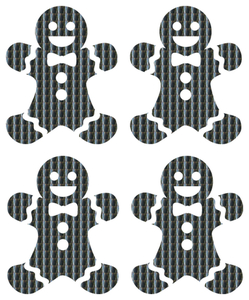 Vel Strijkletters Kerst Gingerbread Man Holografische Zwart - afb. 2