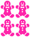 Vel Strijkletters Kerst Gingerbread Man Reflecterend Roze - afb. 2