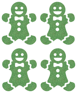 Vel Strijkletters Kerst Gingerbread Man Glitter Aqua - afb. 2